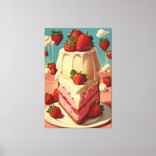 Retro toekomstige aardbeientaart Canvas Print