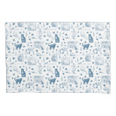  Retro Toile Patroon Cat Catnip Wit Blauw Kussensloop (Voorkant)