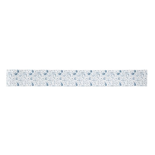  Retro Toile Patroon Cat Catnip Wit Blauw Lint (Voorkant)
