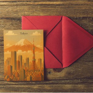 Retro Tokyo Kunstwerk Vintage Japan Cityscape Reiz Briefkaart