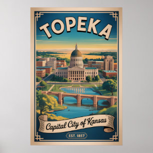 Retro Topeka Kansas Reisillustratie Poster