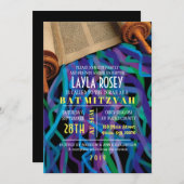 RETRO TORAH Bar Bat Mitzvah Uitnodiging (Voorkant / Achterkant)