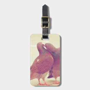 Retro Tortelduifjes Kissende Pigeon Bagagelabel