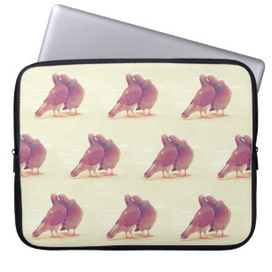 Retro Tortelduifjes Kissende Pigeon Laptop Sleeve