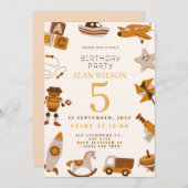 Retro Toys Boys Birthday Invitation (Devant / Derrière)