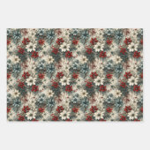 retro traditioneel kerstpoinsettia inpakpapier vel (Voorkant)