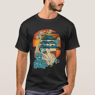 Retro Traditionele Japanse Kunst Gebouw Cityscape T-shirt