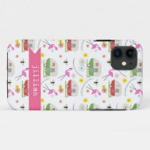 Retro Trailer en Flamingos Patroon Case-Mate iPhone Case (Achterkant (horizontaal))