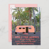 Retro Trailer Hawaiian Palm New Home Aankondigingskaart (Voorkant / Achterkant)