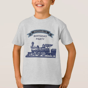  Retro Train Kids Verjaardagsfeestje T-shirt