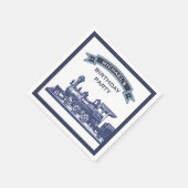 Retro Train Kids Verjaardagsfeestpapier Servet (Hoek)