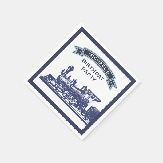 Retro Train Kids Verjaardagsfeestpapier Servet (Hoek)