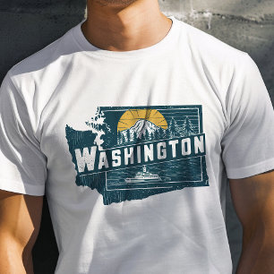Retro Travel Iconisch Washington Graphic T-shirt