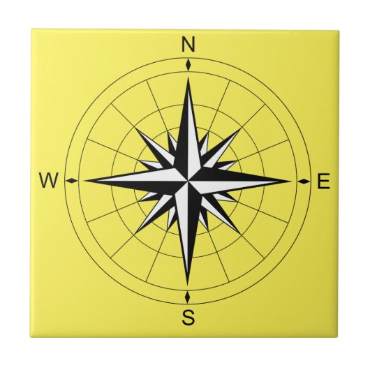 Retro Travel Illustration - Kompas Roos Tegeltje (Voorkant)