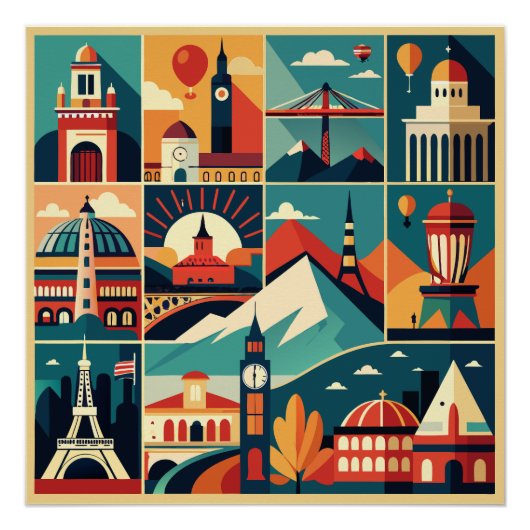 Retro Travel Poster Collage Perfect Poster (Voorkant)