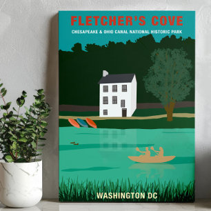 Retro Travel Poster Fletcher's Cove Washington DC Canvas Afdruk