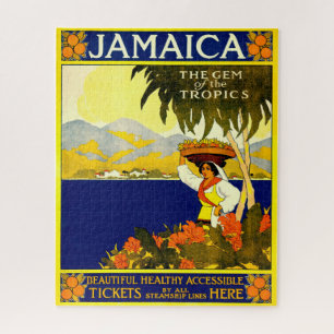 Retro Travel Poster Jamaica. Jigzaag Puzzle Legpuzzel
