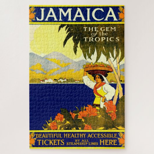 Retro Travel Poster Jamaïque. Jigsaw Puzzle (Vertical)
