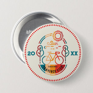 Retro Traverse City Bike Trail Ronde Button 7,6 Cm