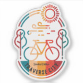 Retro Traverse City Bike Trail Sticker (Voorkant)