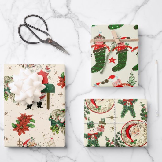 Retro Treasures Kerstmis Inpakpapier Vel (Voorkant)