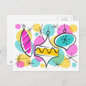 Retro Tree Baubles briefkaart (Voorkant / Achterkant)