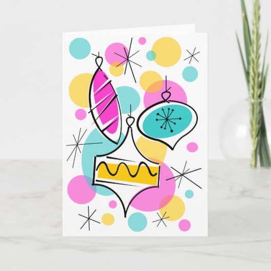 Retro Tree Baubles carte de voeux vertical (Devant)