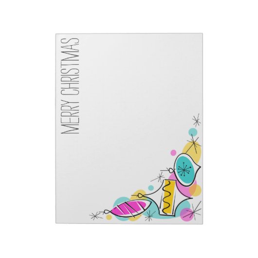 Retro Tree Baubles Corner-kerstnotitieblok Notitieblok (Gedraaid)