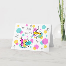 Retro Tree Baubles Feestdagen begroetingskaart