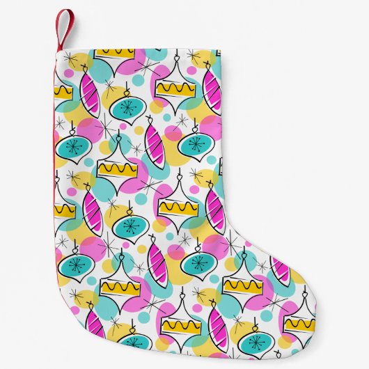 Retro Tree Baubles Kleine Kerstsok (Voorkant)