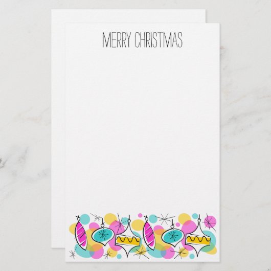Retro Tree Baubles Line-kerstpapier Briefpapier (Voorkant / Achterkant)