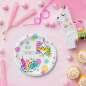 Retro Tree Baubles Merry-kerstpapieren borden Papieren Bordje (Feest)