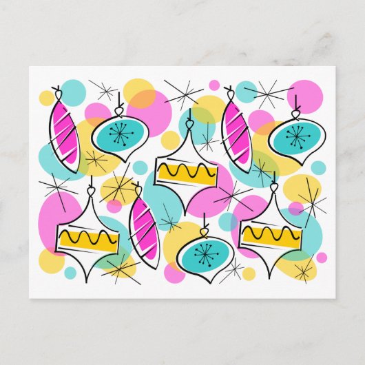 Retro Tree Baubles Multi-briefkaart Briefkaart (Voorkant)