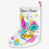 Retro Tree Baubles Naam met twee zijden Kleine Kerstsok (Achterkant)