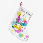 Retro Tree Baubles Naam met twee zijden Kleine Kerstsok (Voorkant (Hangend))