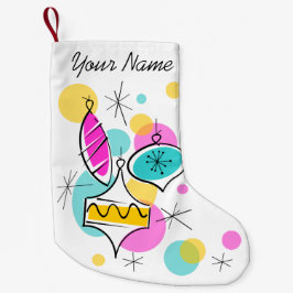 Retro Tree Baubles Naam met twee zijden Kleine Kerstsok