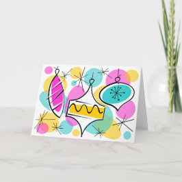 Retro Tree Baubles op tekstkaart Feestdagen Kaart