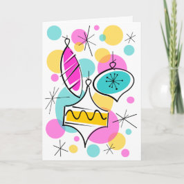 Retro Tree Baubles tekstreetjes verticaal Feestdagen Kaart