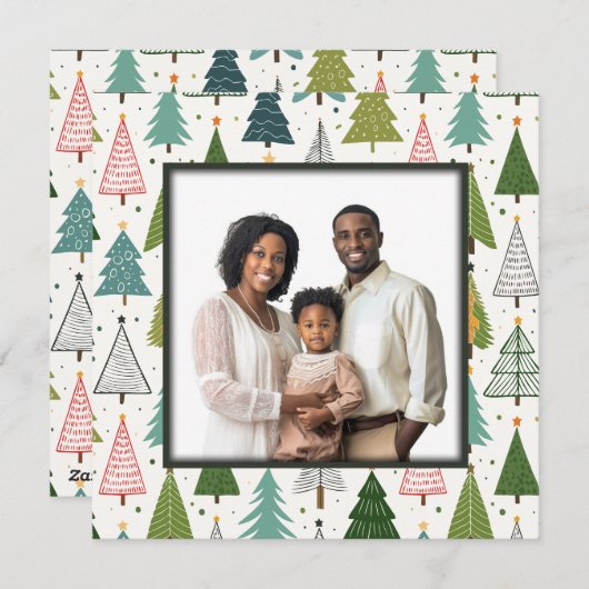 Retro Trees Feestdagenkaart (Voorkant / Achterkant)