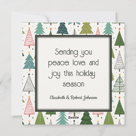 Retro Trees Feestdagenkaart (Achterkant)