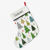 Retro Trees Grote Kerstsok (Achterkant (Hangend))