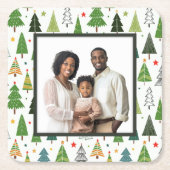 Retro Trees Vierkante Kartonnen Onderzetter (Voorkant)