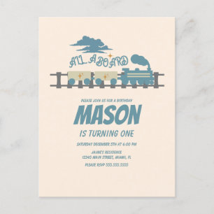 Retro Trein Kinderverjaardagsfeestje Aards  Briefkaart