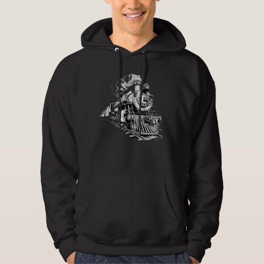 Retro treinlocomotief Railfan Hoodie (Voorkant)