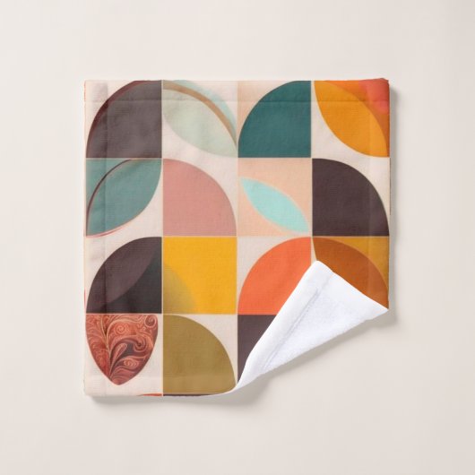 Retro Trendy Abstract Squares Collectie Bad Handdoek (Wasdoekje)