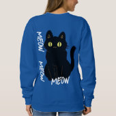  retro trendy black cat meow trui (Achterkant)