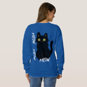  retro trendy black cat meow trui (Achterkant volledig)