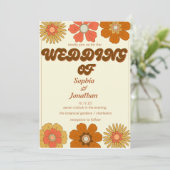 Retro trendy bruiloft uitnodiging (Staand voorkant)