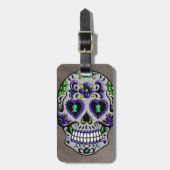 Retro Trendy Day of the Dead Sugar Skull Bagagelabel (Voorkant verticaal)