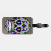 Retro Trendy Day of the Dead Sugar Skull Bagagelabel (Achterkant horizontaal)